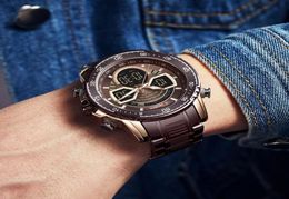Male Clock NAVIFORCE Brand Fashion Sports Chronograph Men039s Digital Watches StainlessSteel Quartz Waterproof LED Watch Men W8090687