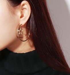Star Hoop Earrings for women Vacation Punk earrings Star in Circle Unique Design Summer Earrings Gold Colour Simple Jewellery 20188475991