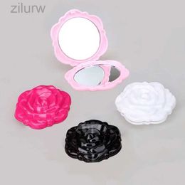 Compact Mirrors Mini rose makeup mirror double-sided folding makeup hand mirror pocket mirror circular makeup mirror d240510