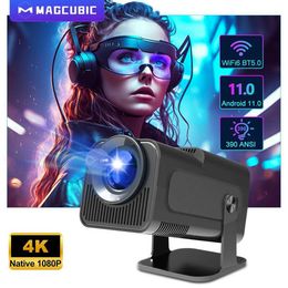 Projectors Magsub 4K Native 1080P Android 11 Projector 390ANSI HY320 Dual Wifi6 BT5.0 Cinema Outdoor Portable Projector Upgraded HY300 J0510 J0518