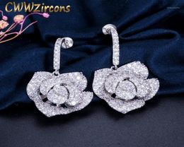 Stud CWWZircons Fashion Brand Women Jewellery Cubic Zirconia Setting Large Flower Earrings Art Deco Party Prom Accessories CZ24612141456