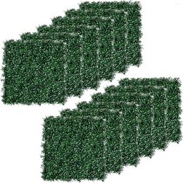 Decorative Flowers Artificial Grass Wall Panel Backdrop 12 PCs 20" X Boxwood UV Protection Privacy Coverage Panels Dark Green