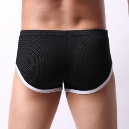 Underpants Men Boxer Sleepwear Ultra-thin Mesh Breathable Shorts Homewear Solid Running Trunks Soft Lightweight Elastic Panties