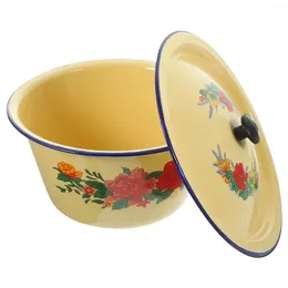 Dinnerware Sets Enamel Hand-washing Pot Home Cookware Retro Washing Enamels Basin With Cover