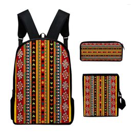 Backpack Harajuku Cool Ethnic Style 3D Print 3pcs/Set Pupil School Bags Laptop Daypack Inclined Shoulder Bag Pencil Case