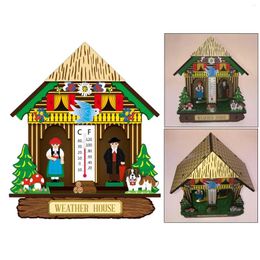 Garden Decorations Novelty Wooden Wall Mounted With Hygrometer Temperature Indoor