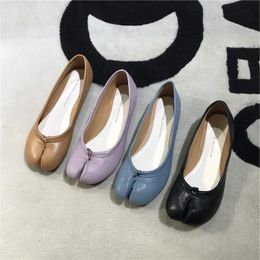 Split toe candy flats ballet shoes woman slip on loafers soft bottom moccasins bow-tie ballerina single tabi ninja women shoes 240509