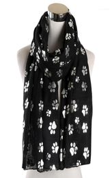 Scarves 2021 Fashion Cat Dog Print Scarf Women Foil Sliver Bronzing Black Beach Wraps For Ladies Shiny Glitter Stole Shawl15955022