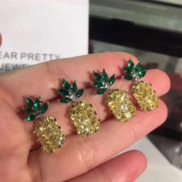 choucong pineapple Style Women earrings Diamond 925 Sterling Silver Party Wedding Stud Earrings for women fashion jewelry 236U