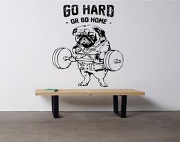 Go Hard Or Go Home Sticker Gym Sport Training Mural French Dog Crossfit Fitness Club Decal Art A743 2103089562671