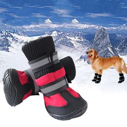Dog Apparel 4/Pcs Shoes High Waist Golden Retriever Samos Husky Waterproof Non-Slip Winter Feet Large Cotton Boots Pet