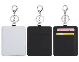 Sublimation Keychain Wallet Holder Sundries PU Leather ID Badge Card Holders Blocking Pocket for Offices School ID Driver Licence3740968