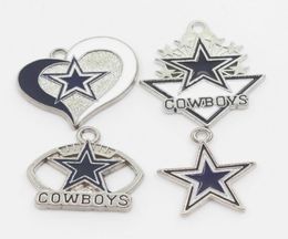 US Football Sport 20pcslot Cowboys Football Team Dangle Charms Sports Charms DIY Bracelet Necklace Pendant Jewellery Hanging Charm5132039