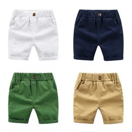 Shorts DE PEACH New Preschool Childrens Casual Pants Boys Shorts Summer Cotton Childrens Beach Shorts Solid Color Baby Clothing 2-6 YearsL2405