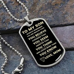 Pendant Necklaces Stainless Steel Text Print Dog Tag Necklace Anniversary Graduation Party Birthday Gifts To Son From Mom