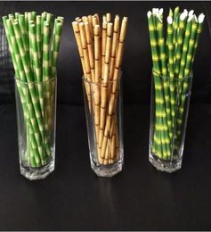 25pcslot 100lots Paper Straws 195cm Disposable Bubble Tea Thick Bamboo Juice Drinking Straw EcoFriendly Milk Birthday Wedding P8226146