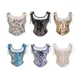 Belts Vintage Corset Top Vests For Women Sexy Costume Waist Shapewear Jacquard Ribbon