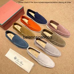 LP shoes loro piano Classic Suede Slip on Atmospheric Flat Casual Light Lazy Shoes Couple Slip-on shoe high quality loro shoes