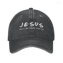 Ball Caps Punk Unisex Cotton Jesus He'll Be There For You Baseball Cap Adult Christ Faith Cross Adjustable Dad Hat Men Women Outdoor