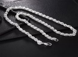 Plated Silver 20 Inch 5mm ed Rope Chain Necklace For Women Man Fashion Wedding Charm Jewellery 236 W26116891