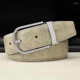 Belts High Quality Business Designer Belt Men Fashion Leather Pin Buckle Young Casual Grey Vintage Jeans Cintos Masculinos