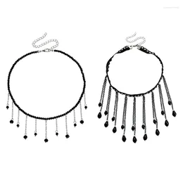 Chains Stylish Dangling Fringe Necklace Water Drop Pendant Clavicle Y2k Aesthetic Neckchain Vintage Long Tassels Choker