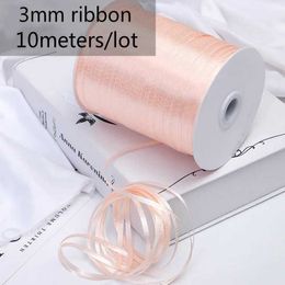 3Pcs Gift Wrap 3mm (10 Meters/lot) Multicolor Satin Ribbon for Arts Crafts Sewing Christmas Wedding Party Decoration Gift Wrap DIY Material