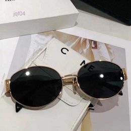 Sunglasses for Women Oval Frame Designer 943 40235 3655 Metal Mirror Legs Green Lens Retro Small Round Sexy Little Glasses N075 0ISO