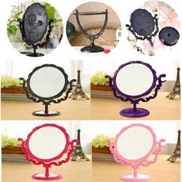 Compact Mirrors Black Butterfly Rotating Vintage Desktop Gothic Rose Frame Compact Makeup Mirror European Style Acrylic Mini Makeup Tool d240510