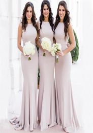 2020 Simple Blush Mermaid Long Bridesmaid Dresses Designer Custom Made Stretchy Plus Size Wedding Guest Gowns Maid Of Honour Dresse3866542