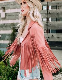 Women039s Jackets Faux Suede Ladies Motorcycle Lapel Handsome Jacket For Fallwinter 2022 Solid Color Fringed Short Coat Female9008660
