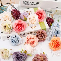 Decorative Flowers 5pcs Artificial Silk Rose Head For Garland Home Wedding DIY Decoration Bride Scrapbooking Gift Craft Xams Accessories