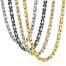 HipHop Chains for Men Vintage Box Byzantine Chain Necklace Gold Black Silver Colour Stainless Steel Jewellery Long Heavy NZ0221725407