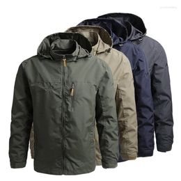 Men's Jackets Men Casual Windbreaker Winter Hooded Zip-Up Jacket Waterproof Softshell Camping Coat Work Wear Man Clothing 7XL