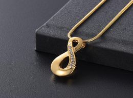 ZZL167 Inlay Crystal Infinity Memorial Urn Necklace For Ashes Keepsake Cremation Jewellery Stainless Steel In Different Color9429011