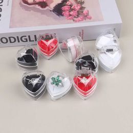 Jewelry Boxes 20pcs/lot 3 Color Options Jewelry Package Ring Earring Box Acrylic Transparent Wedding Packaging Jewelry Heart-Shape Box