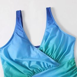 Women's Swimwear Women Swimsuit Gradient Solid Color V Neck Padded Bathing Suit Slim Fit Summer Lady Monokini For Beach