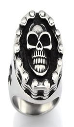 FANSSTEEL STAINLESS STEEL mens or womens Jewellery motor cycle chain gothic skull biker ring GIFT 13W9993945805023220