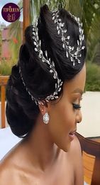 Braided Long Circle Rhinestone Strip Headdress Crystal Bridal Headwear Crown Rhinestone with Wedding Jewellery Hair Accessories Diam8565148