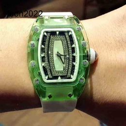 Designer Rm Wristwatch Mill Business Leisure Rm07-02 Fully Automatic Mechanical Millr Watch Green Crystal Tape Fashion Female Watches A8el