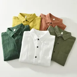 Men's Suits Korean Version Solid Colour Thin Cotton Linen Shirt