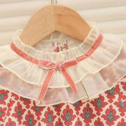 Girl's Dresses Kid Girl Dress Cute Bow Lace Collar Toddler Dress Baby Girl Clothing Fashion Print Princess Dress Children Outerwear Outfit A914