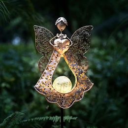 KAIXOXIN Leds Solar Stake Lights for Garden Metal Warm White, Memorial Gift - Perfect as Remembrance & Sympathy Gifts (angel-bronze)