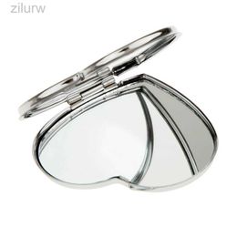 Compact Mirrors Mini Pocket Heart shaped Travel Folding Pocket Handbag Compact Cosmetic Makeup Mirror Face Home Office Use d240510