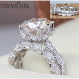 Vecalon 2016 Vintage Engagement wedding Band ring Set for women 3ct Simulated diamond Cz 925 Sterling Silver Female Party ring 347i