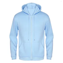 Men's T Shirts Hooded Sweatshirt Mens Womens Zipper Drawstring Unisex Casual Solid Color Long Sleeve Hoodie With Pockets Streetwear