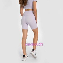 Lu Woman Yoga Sports Biker Hotty Hot Shorts New and High Waisted Slimming Hip Lifting with Pockets Skin Friendly Tight Elastic