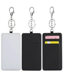 Sublimation Keychain Wallet Holder Sundries PU Leather ID Badge Card Holders Blocking Pocket for Offices School ID Driver Licence2791723
