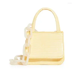 Shoulder Bags Bag Female Crocodile Pattern Mini Cute Lipstick Crossbody Portable Small Square Acrylic Chain