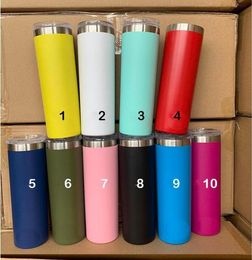 11color 30oz 20oz stainless steel skinny tumbler double wall vacuum insulated cup straight mug with lid solid color5356153